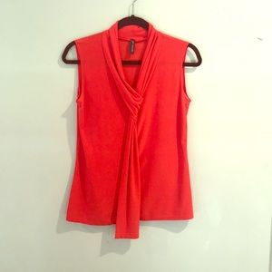 J.M. Fleurette Sleeveless Red Blouse w/ Collar